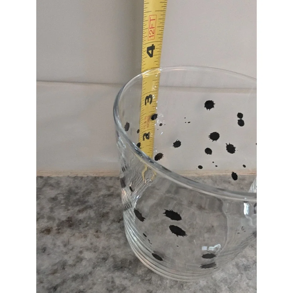 IKEA Cocktail Glasses Made in France (2) 3.5in Black Ink Splatter‎ Design